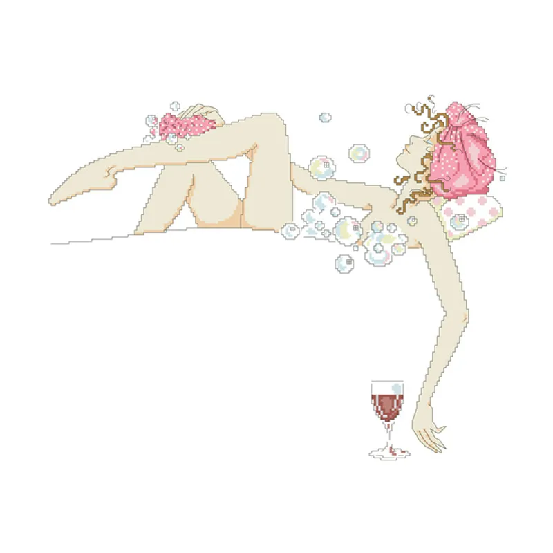 فقاعة حمام عبر الابره حزمة مثير الجمال النساء 18ct 14ct 11ct القماش خيط القطن التطريز DIY بها بنفسك التطريز اليدوية