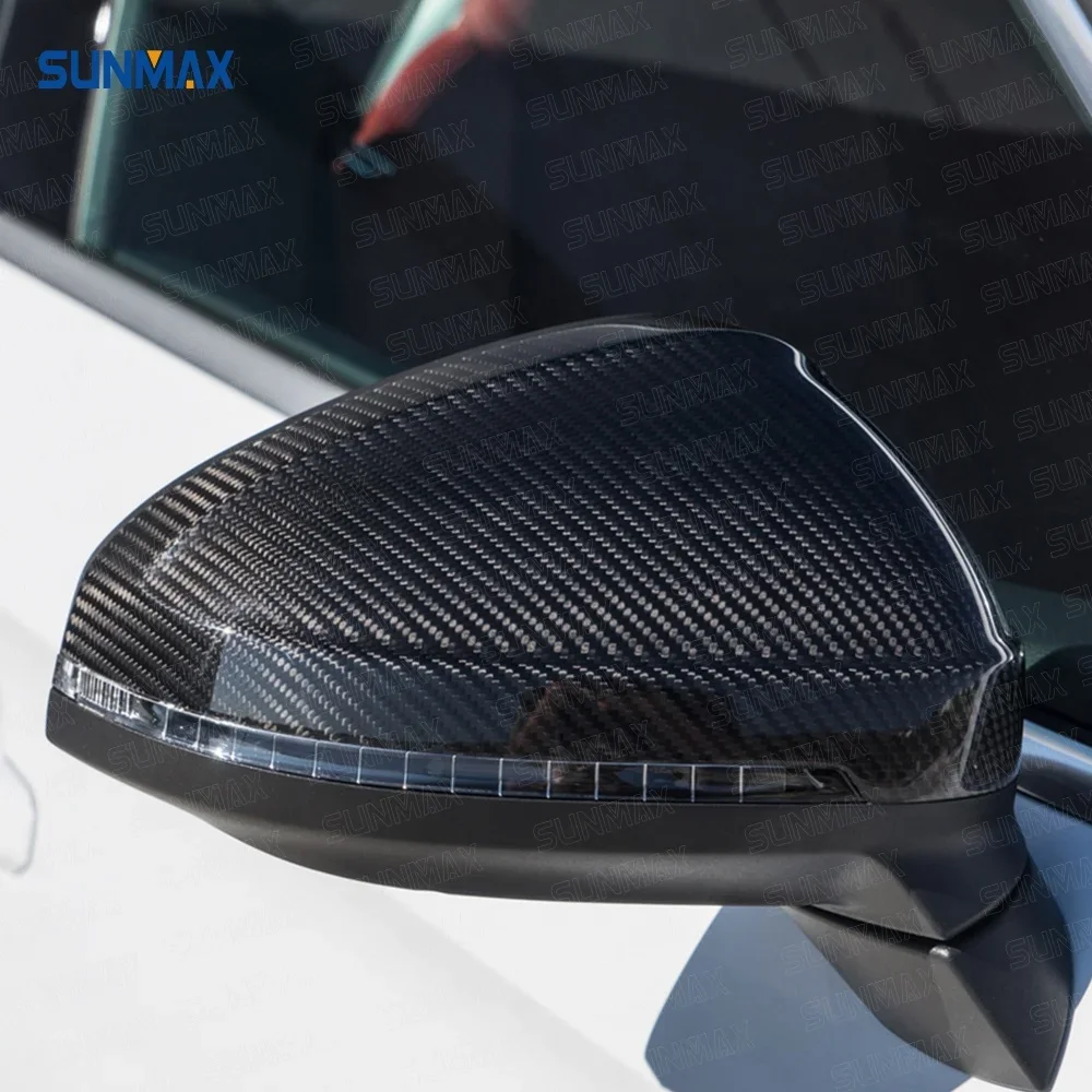 SUNMAX Carbon Mirror Caps with Lane Assist 1:1 Replacement OEM Fitment Side Mirror Cover for Audi A4 A4L A5 S5 B9 2017 2018 2019