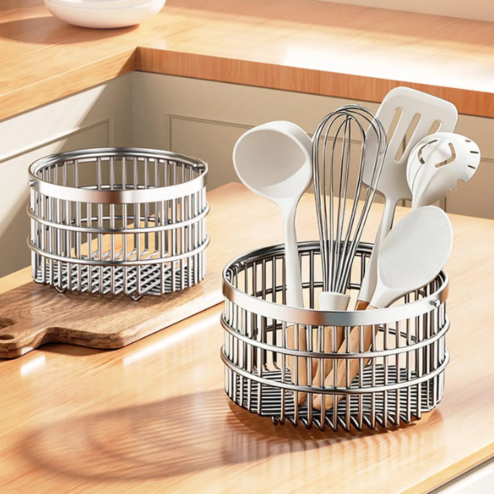 Kitchen Colander Vegetable Mesh Draining Strainer Basket Household Stainless Steel Drain Basket Snack Storage Basket