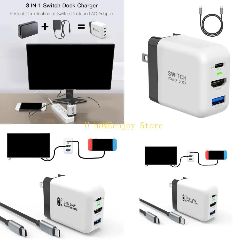 

B0KF 4K60hz Charging Station with Video Port Travel Friendly For Gaming Devices