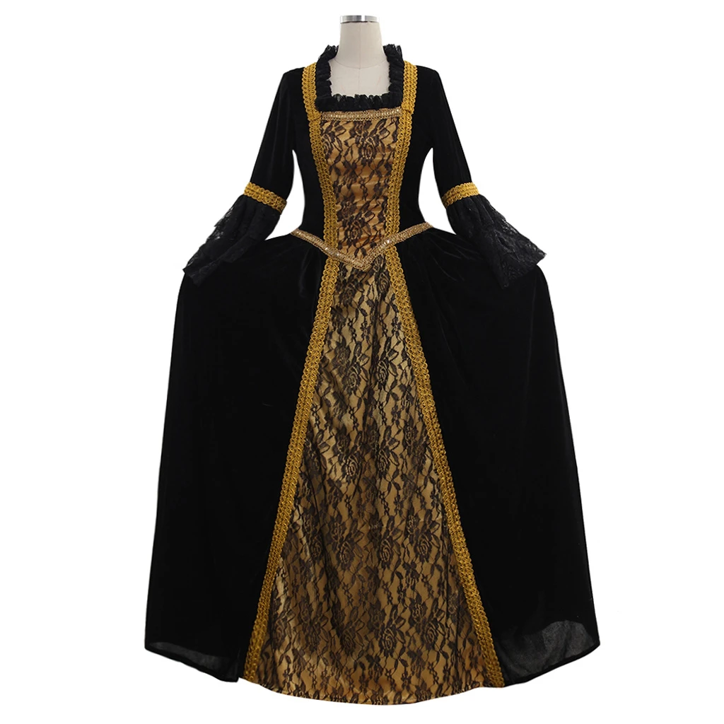 

18th Black Rococo Noble Dress Queen Princess Cosplay Costume Medieval Victorian Dress Costume Renaissance Gothic Baroque Dress