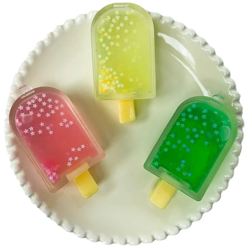 Mini anciers de crème glacée à paillettes colorées pour enfants, Mochi Taba Squishy, anciers de popsicle, jouet anti-stress Fidgeing TPR, instituts pour le stress, cadeau pour fille, nouveau