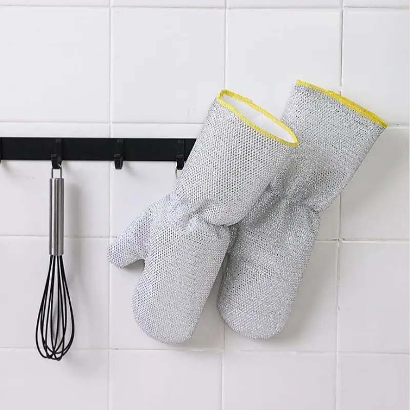

Wire Dishwashing Gloves Kitchen Multifunctional Waterproof and Wear-resistant Cleaning Silver Wire Dishwashing Gloves Extra-long