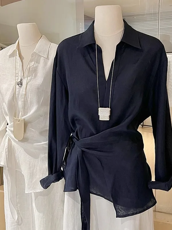 

Faionable асимметричное длинное женское платье свободного покроя с застежкой на талии, удобное корейское волокно из полиэстера