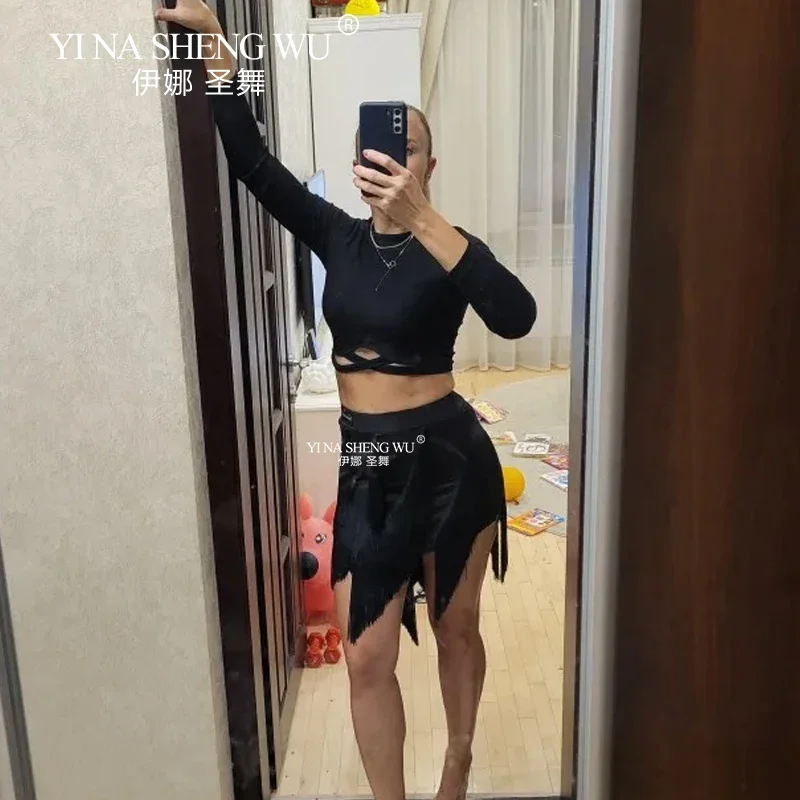 المرأة اللاتينية الرقص شرابات تنورة هامش فستان قاعة الرقص السالسا سامبا التانغو الرقص المنافسة تنورة قاعة الرقص ممارسة تنورة #6