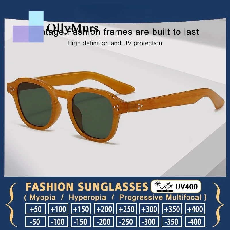 

OLLYMURS New Retro Oval Small Frame Prescription Sunglasses Women's UV400 Reading Glasses Men Street shooting Trend Myopia Glass