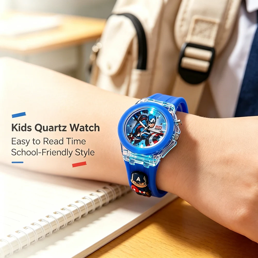 Fashion 3D Spiderman Children's Watches for Boy Flash Light Cartoon Figure Doll Kids Quartz Clock School Student Birthday Gifts