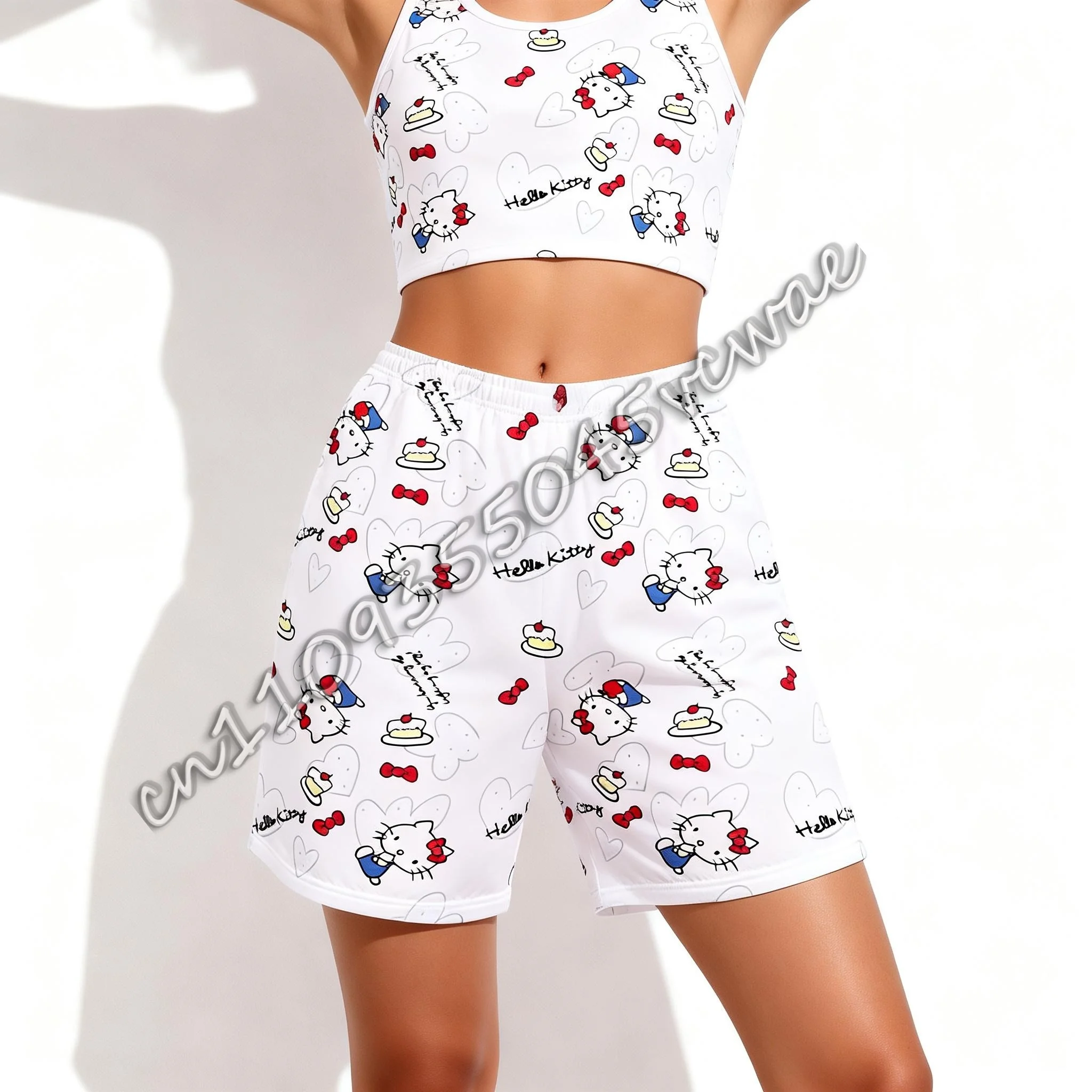 

Повседневная одежда для беременных в стиле Sanrio Family: летняя футболка и милые спортивные шорты для взрослых и детей, новый стиль 2026