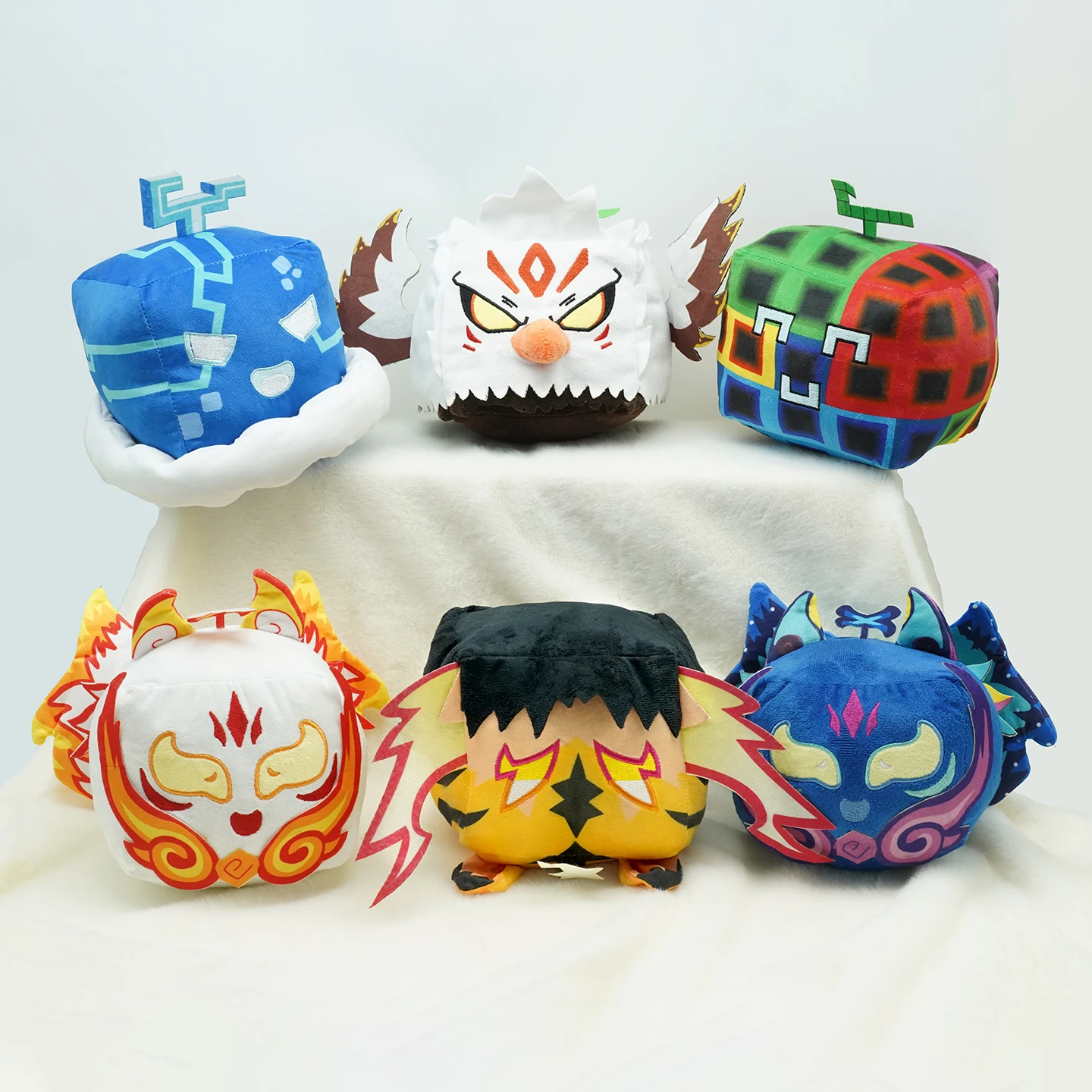 Yanqing New Blox Fruits Plush Toys Cartoon Square Stuffed Dolls Game Fruit Plushie Toy Birthday Gifts Bedroom Decor