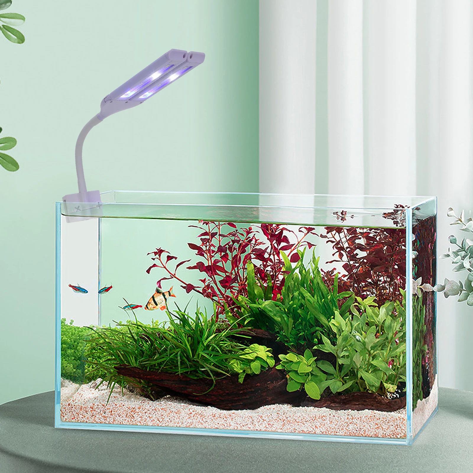

LED Fish Tank Light Bracket 4 Row Wide Angle Clip Blue White 10F4 Aquarium Grass St Full Lighting for Fish Plants Water