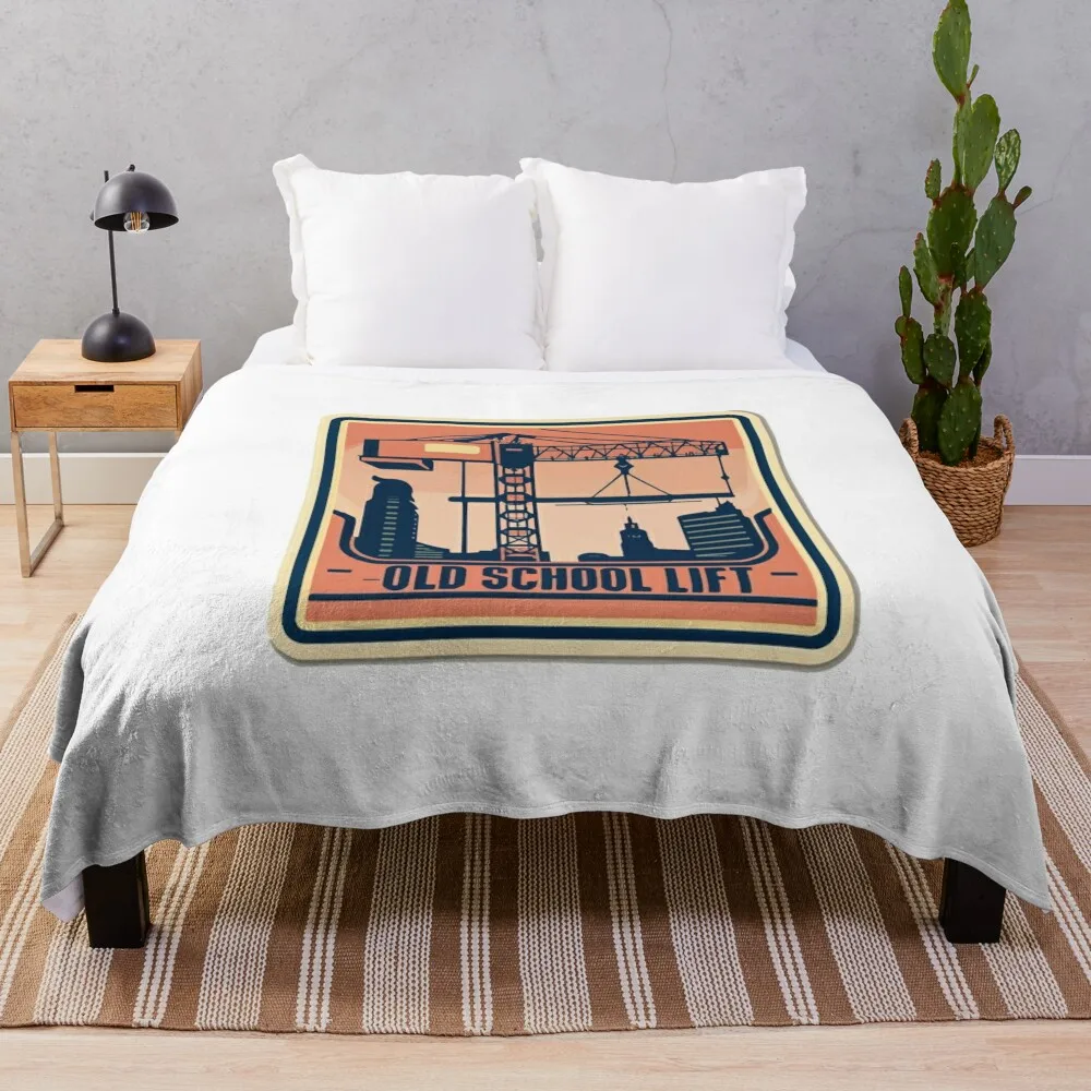 Vintage Crane & Cityscape - Old School Lift Throw Blanket Hairys Luxury christmas decoration Blankets