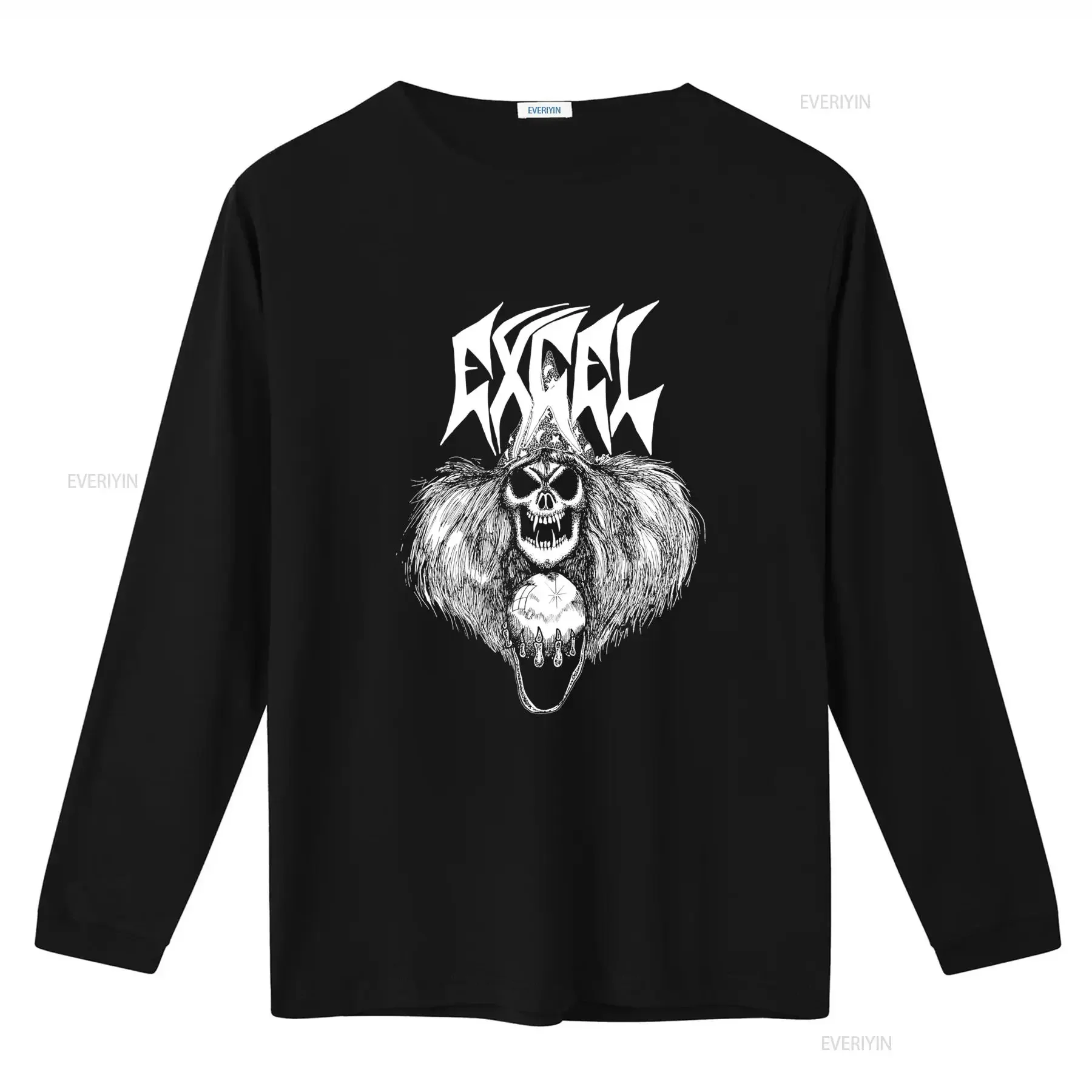 Vintage Excel Band Cotton Black T Shirt Skull Design All Sizes Available vintage Washed Casual Breathable Unisex Soft