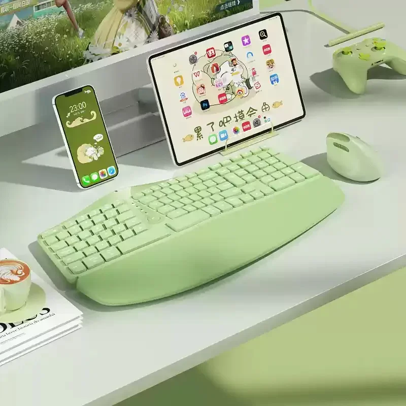 

SUMREDA D308 Эргономичная беспроводная клавиатура 2,4G Удобные кнопки отключения звука с естественным набором для MacBook, планшетов, ноутбуков, компьютеров