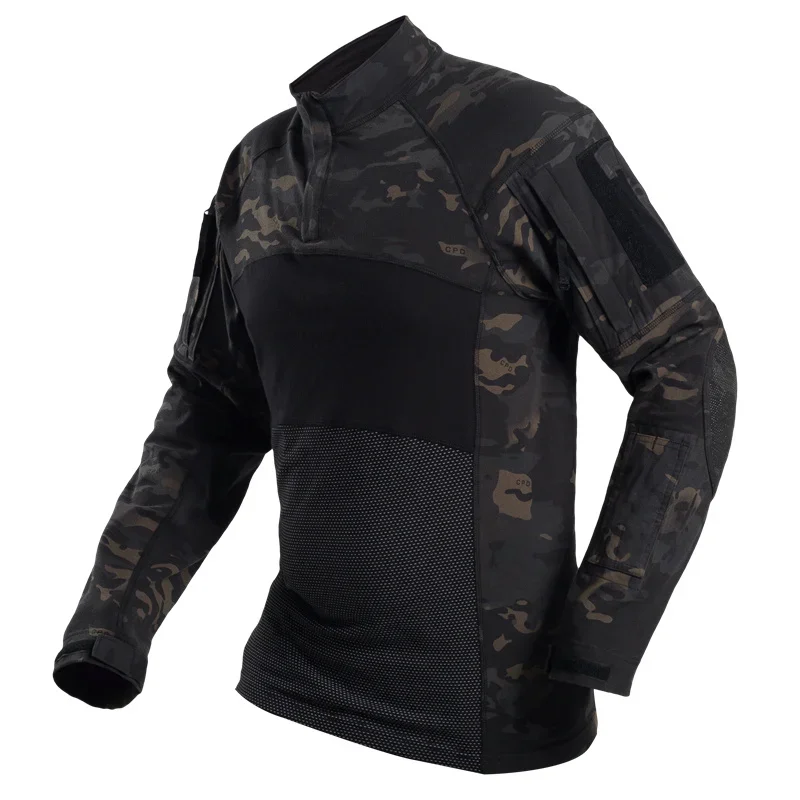 Men Sports Long Sleeve Cotton Breathable Shirt Male Outdoor Shooting Hunting Climbing Camping Tactical Training Camouflage Tops