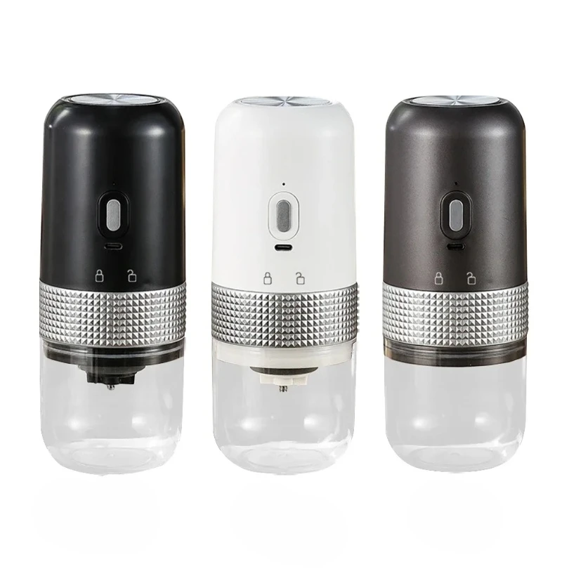 Molinillo de café eléctrico portátil, núcleo de molienda de cerámica, carga USB, pulverizador de granos para el hogar, molinillo de café eléctrico blanco y negro