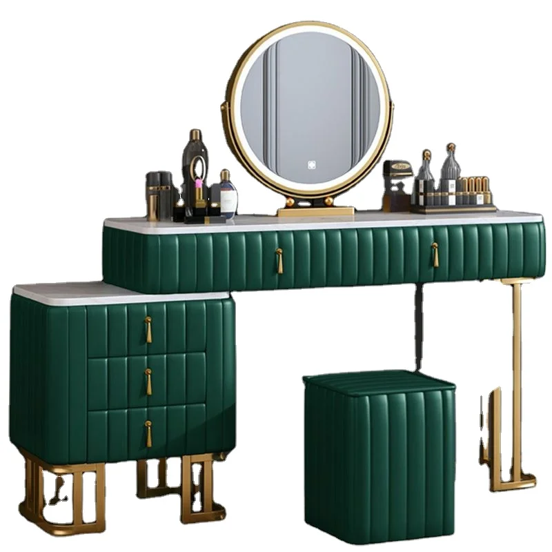 

Light Luxury Marble Dresser Storage Drawer Integrated Bedroom Modern Minimalist Nordic Net Red Ins Style Makeup Table