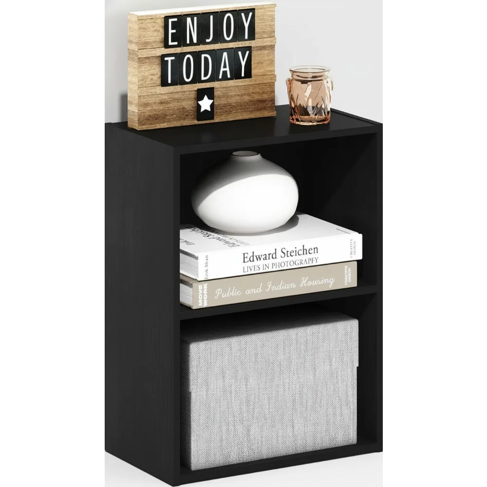 

2-Tier Modern Bookcase Storage Shelf for Small Spaces, Durable Wood Design, Home Office Organizer