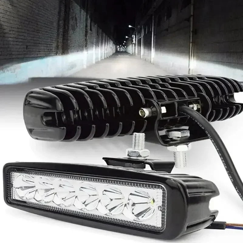 6Inch 18W 6-LED Work Light Bar Waterproof Spot Lamp for SUV Truck Off Road Driving Light 12V White Refit