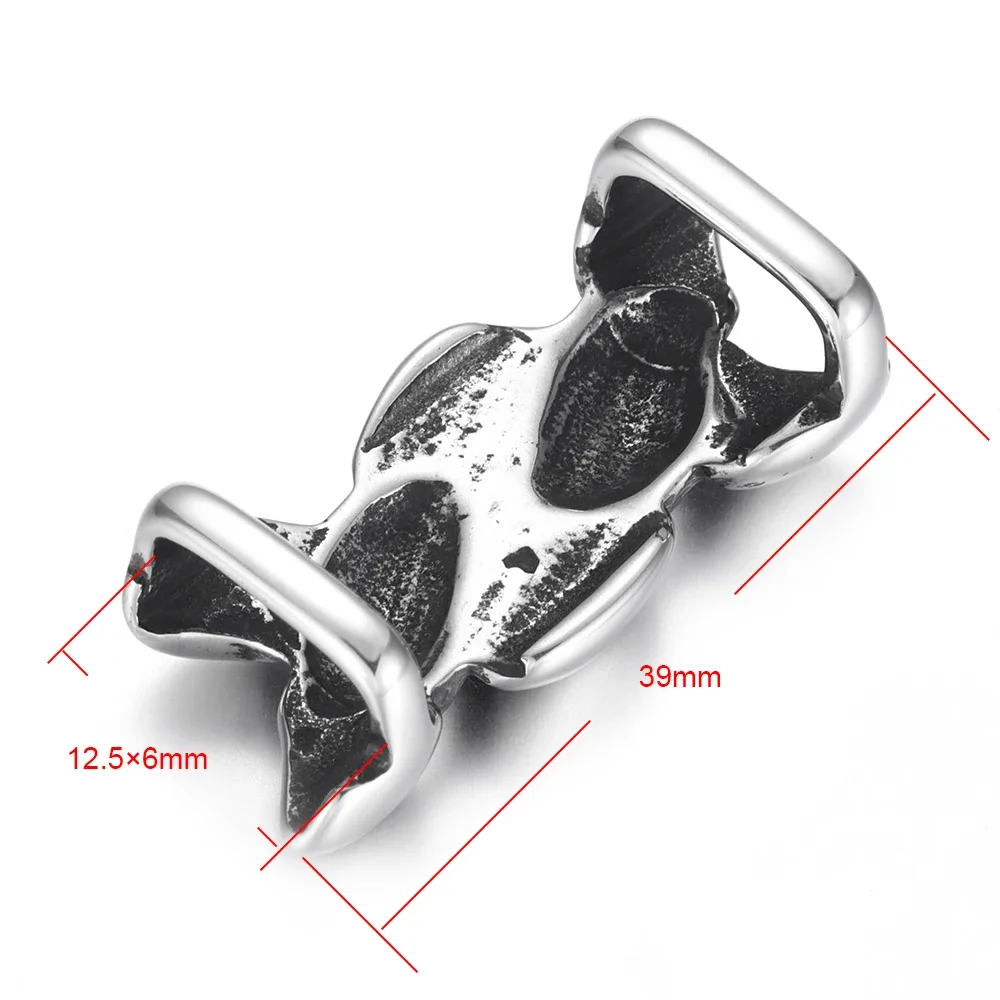 Stainless Steel Punk Slide Bead Armor Slider Charms Fit 12*6mm Flat Leather Cord Bracelet DIY Men Jewelry Making Supplies