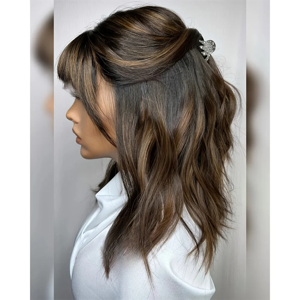 Cabello humano judío sin pegamento, largo, suave, resaltado, marrón, sedoso, liso, 5x5, Base de seda, con pelo de bebé, encaje HD, cabello europeo prearrancado