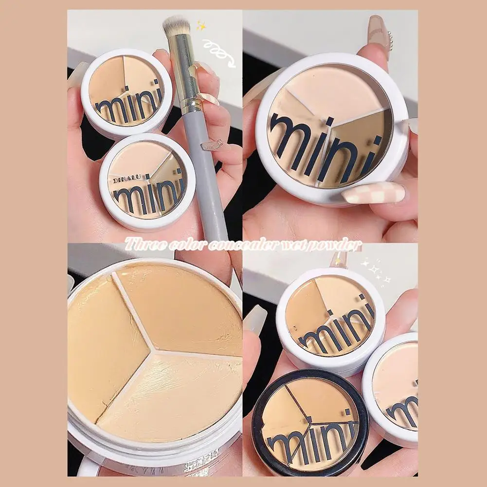 3 Kleuren Concealer Palet Gezicht Contouren Verhelderende Make-Up Waterdichte Hoes Hydrateren Donkere Kringen Acne Concealer Blijvend