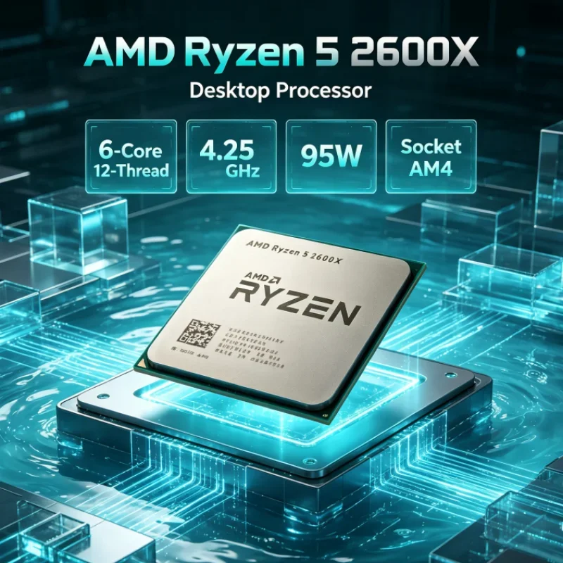AMD Ryzen 5 CPU Processor 6-Core 12-Thread Gaming CPU AM4 CPU 95W R5 2600X 4.25GHz Max 3.6GHz Base