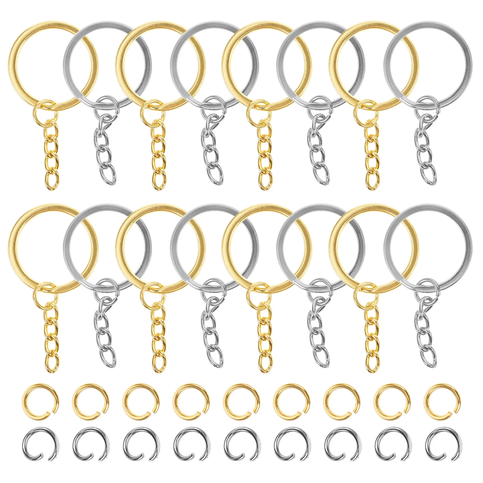 

50pcs Key Ring Chain Ornaments for Jewelry Making Bracelet Craft Tag Gold Links Pendant Kit Keychains Parts Accessories