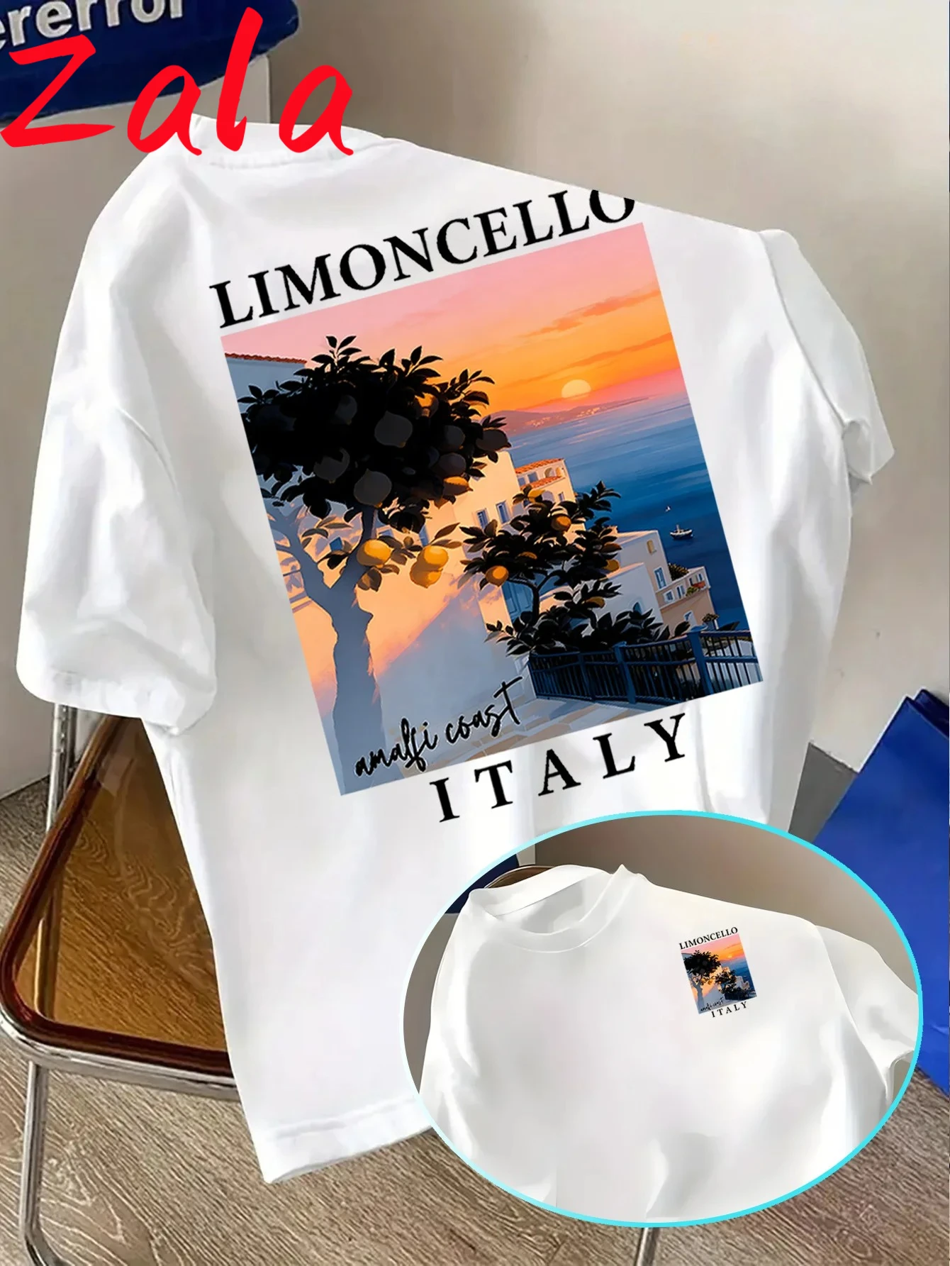 Summer New Design Lemon Tree and Sunset Sea View Pattern Men Women T-shirt Suitable Daily Casual Wear Material Women's Clothing