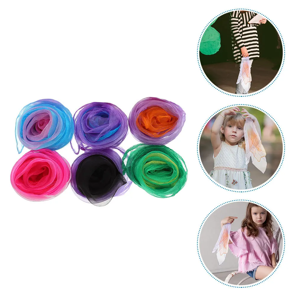 

6Pcs Colorful Gift Scarves Versatile Fashion Scarf for Outdoor Play Stage Dance Performance Party Family Gathering Outfit