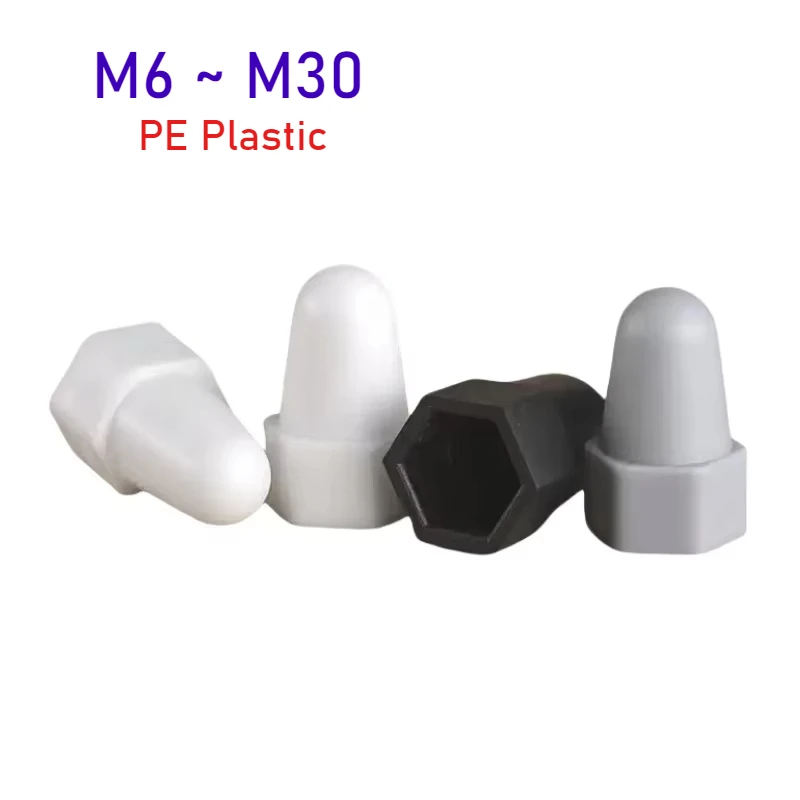 

M6 M8 M10 M12 M14 M16~M30 PE Plastic Nut Protection Caps Hex Screw Protective Sleeve Lengthen Nut Cap