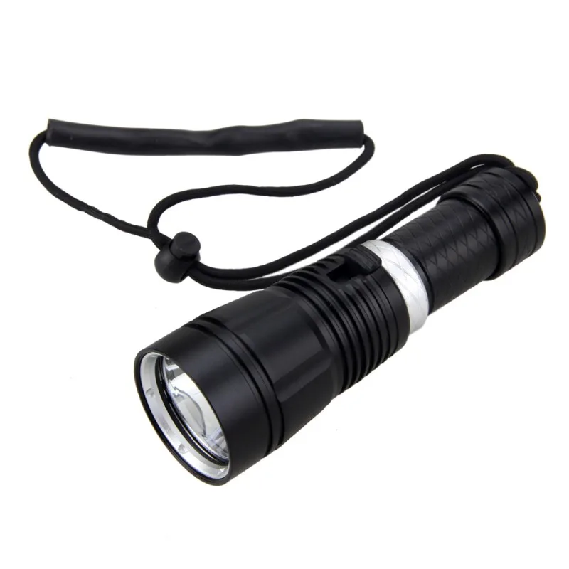 Linterna de buceo superbrillante IP68, resistente al agua, alimentada por batería 18650, 26650, carga única, luz led profesional de buceo