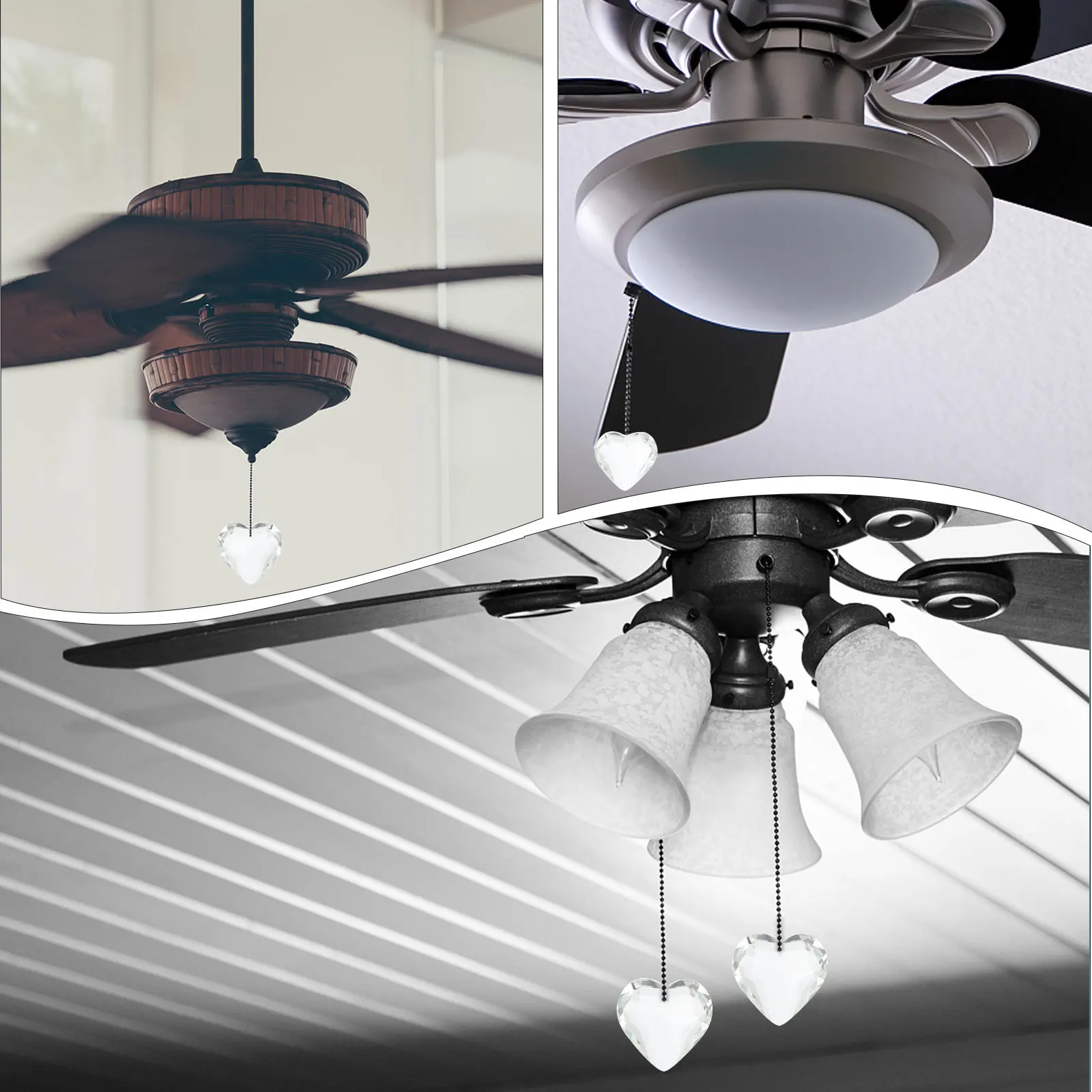 

2Pcs Heart Crystal Pendant for Ceiling Fan Light Pull Chain Decorative Lamp Hanging Home Decor Upgrade Decorative Lamp Pendants