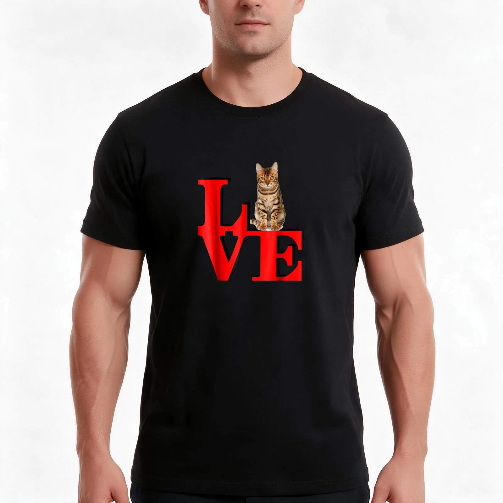 Bengal Love Park I love my Cat T-Shirt, Summer Casual Cotton Tee, Oversized Streetwear Tops, Vintage Graphic Print, 100% Cotton