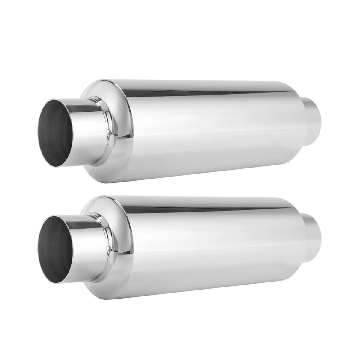 2PCS Car Exhaust Muffler 2.5 Inch Inlet Stainless Steel Universal Resonator 12 Inch Long Performance Muffler