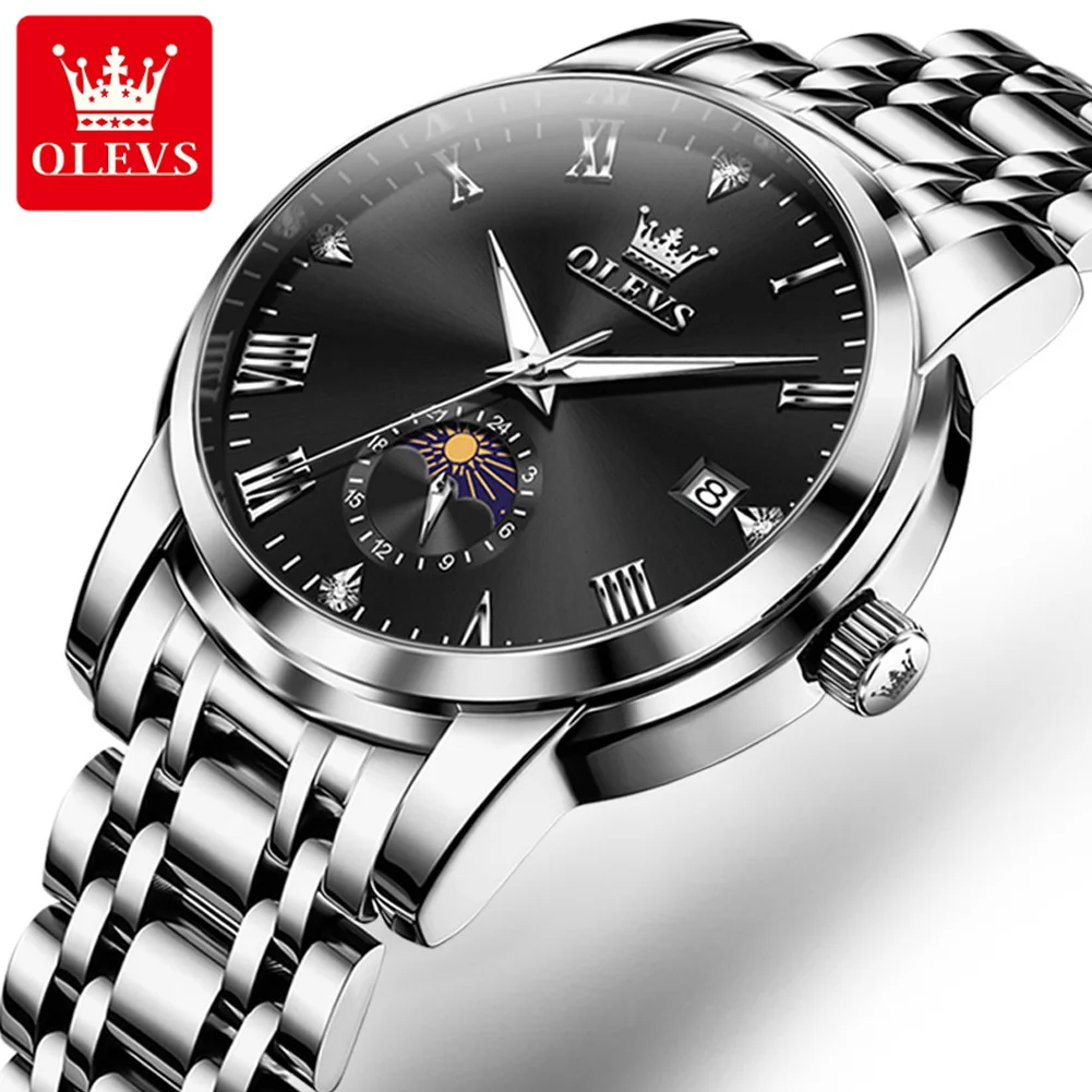 

Бренд OLEVS 2025, новые модные кварцевые часы, мужские водонепроницаемые часы из нержавеющей стали со светящимся календарем, мужские часы Relogio Masculino
