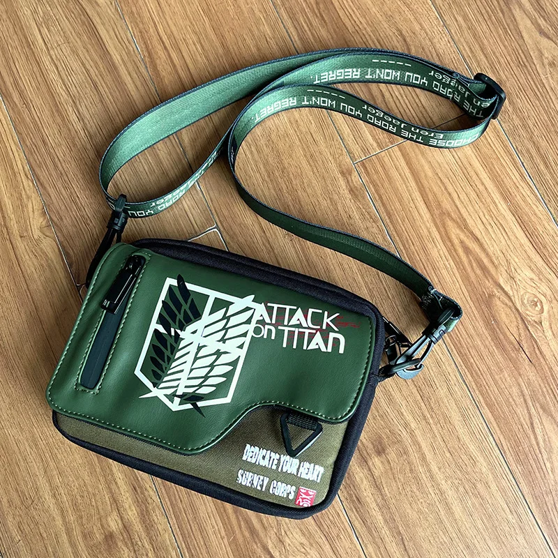 Anime Demon Slayer Male Students Anime One Piece Attack on Titan Naruto Personalized Small Shoulder Bag Handbag Fashion Gift