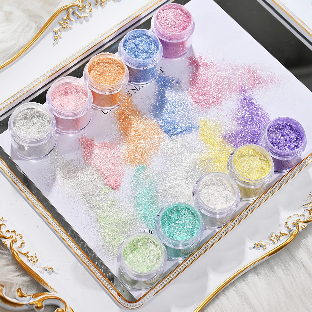 Poudre à ongles en sucre rose scintillant, 3g/bouteille, effet manteau de bonbons, poussière pigmentée pour maquillage, fard à paupières, décorations à paillettes pour Nail Art