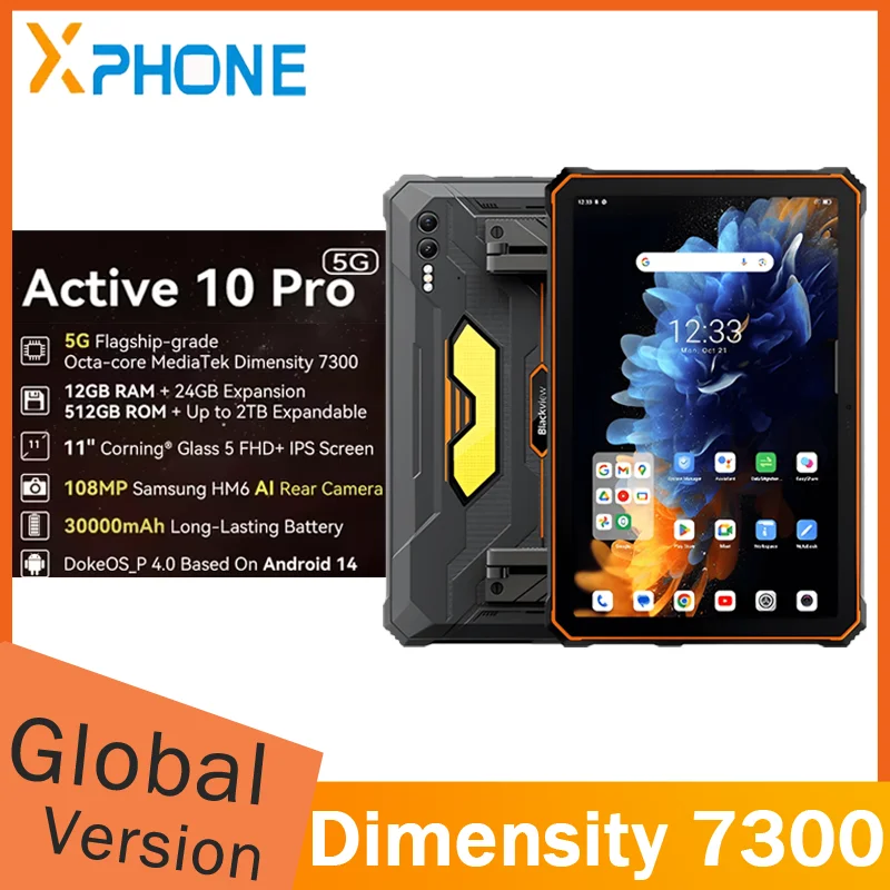 Blackview Active 10 Pro Rugged Tablets 12GB+512GB 5G MTK Dimensity 7300 11