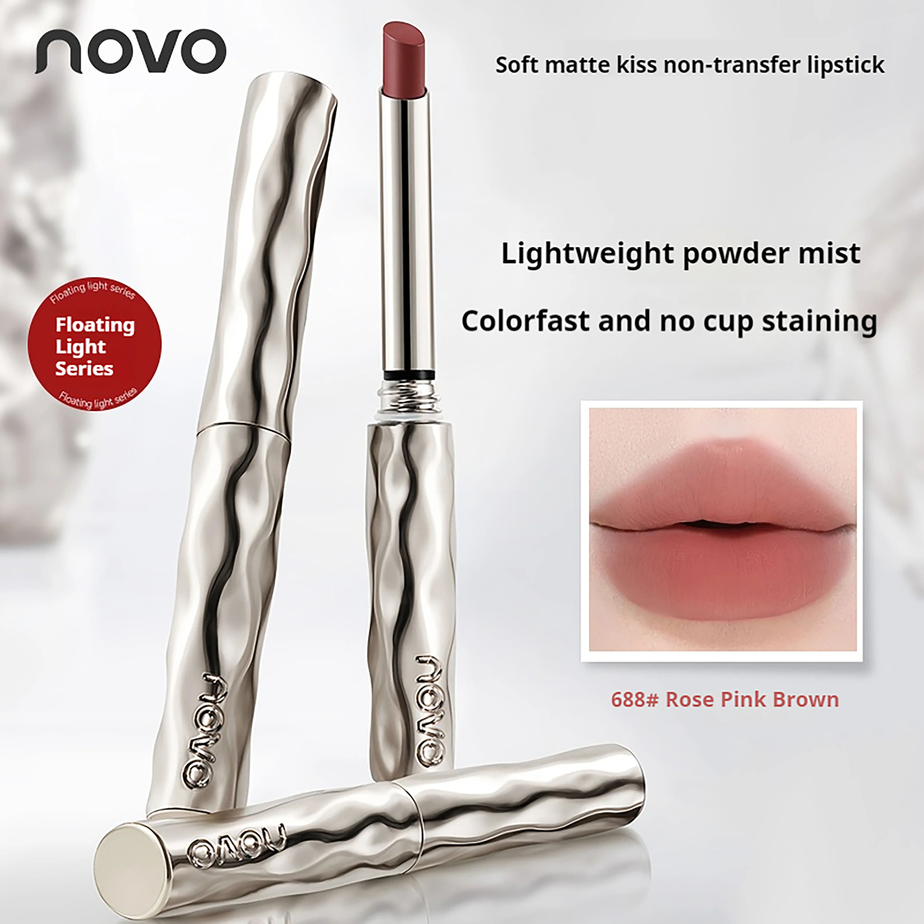 NOVO Batom à prova d'água, resistente ao suor, com acabamento colorido, macio e fosco, sem transferir