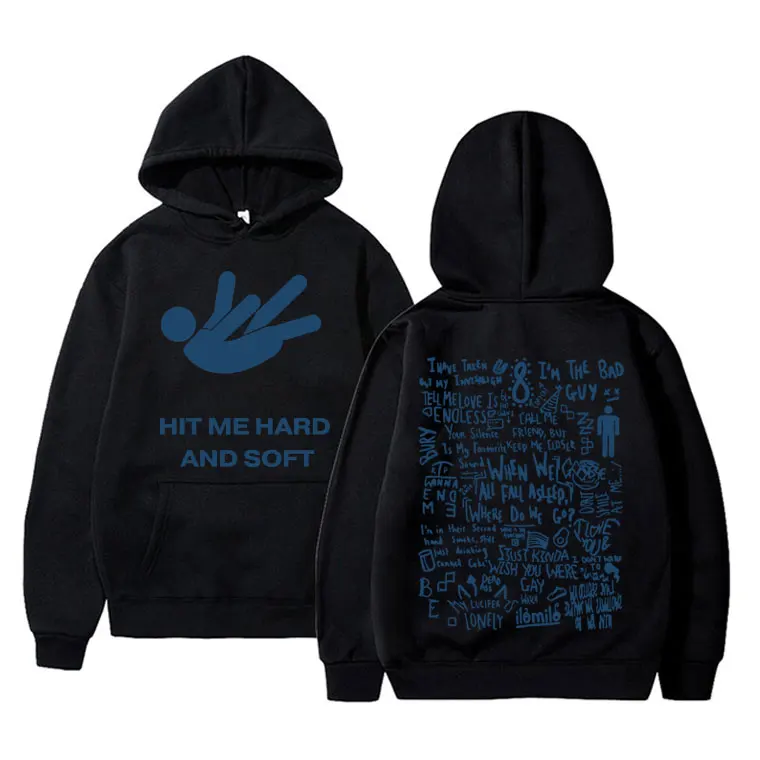 

New Hit Me Hard and Soft and When We All Fall Asleep Where Do We Go Graphic Hoodie Men Women Hip Hop Fashion Oversized Pullover