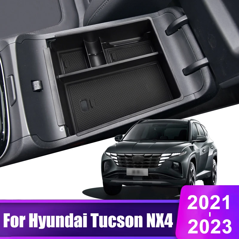 For Hyundai Tucson NX4 2021 2022 2023 Hybrid N Line Car Central Armrest Storage Box Organizer Container Tray Case Accessories