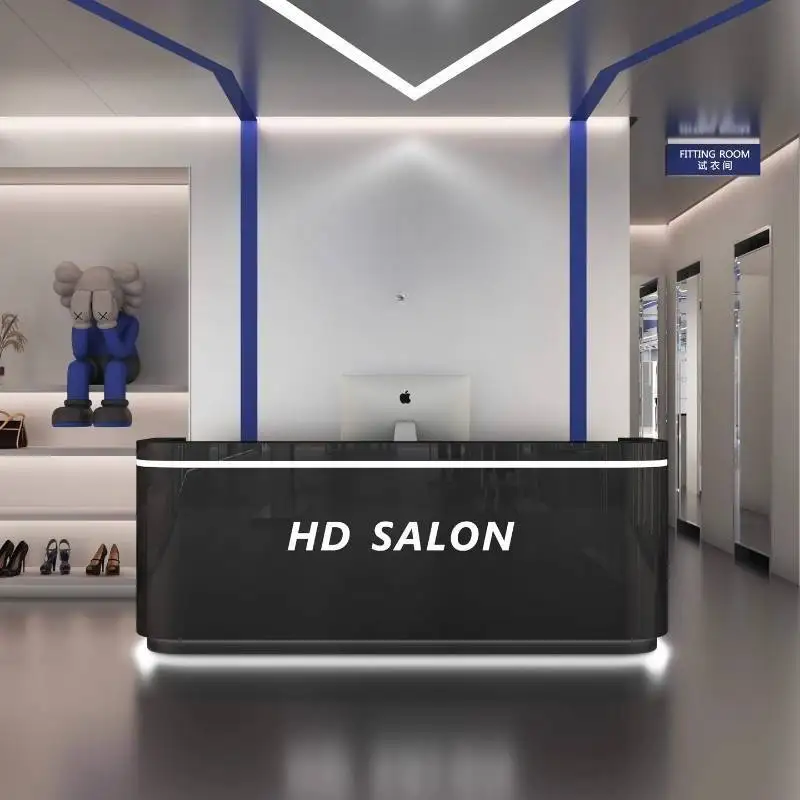 Gold Boutique Reception Desks Modern Hotels Decor Arched Luxury Reception Desk Clinic Weight Empfangs Theke Office Furniture