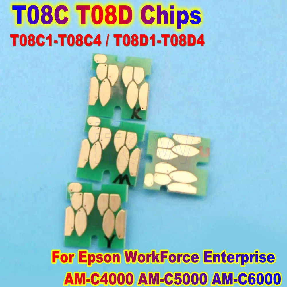 

4 Colors T08C Chip T08C1-T08C4 T08D1-T08D4 T08D Ink Cartridge Chips IC for EPSON WorkForce Enterprise AM C4000 AM C5000 AM C6000