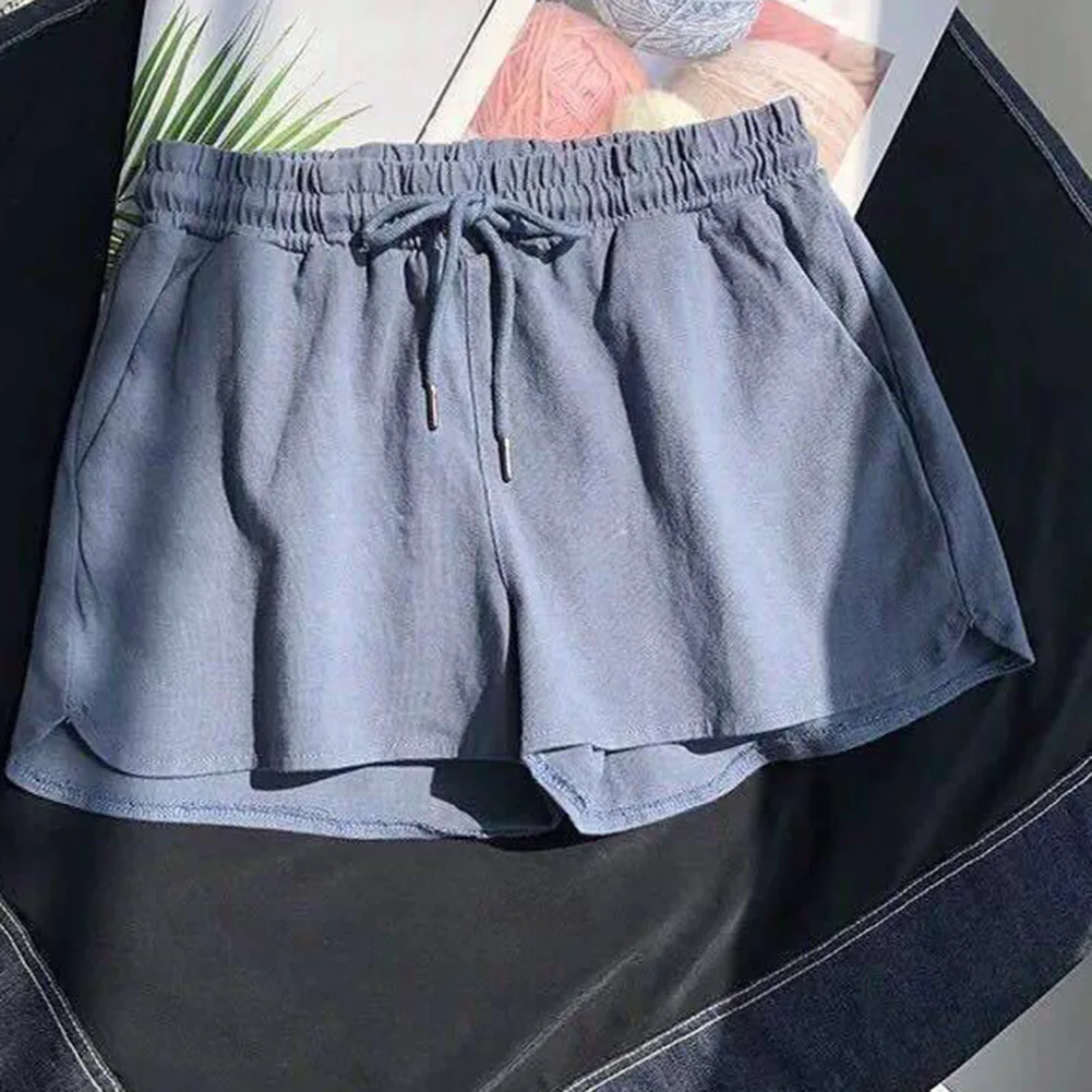 Pantalones cortos casuales con cintura elástica para mujer con ajuste de pierna ancha y suelto, adecuados para deportes, uso diario en el hogar y las vacaciones