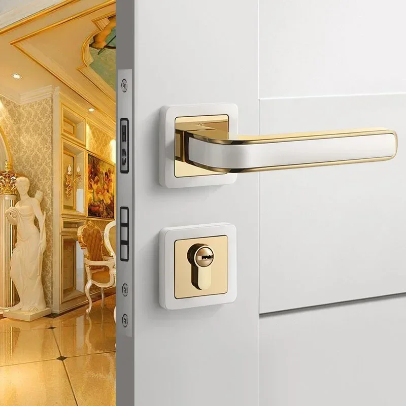 1PC Wood Door Lock Indoor Bedroom Quiet Magnetic Suction Door Lock Household Split  Wooden Door Lock Gold Handle Knob