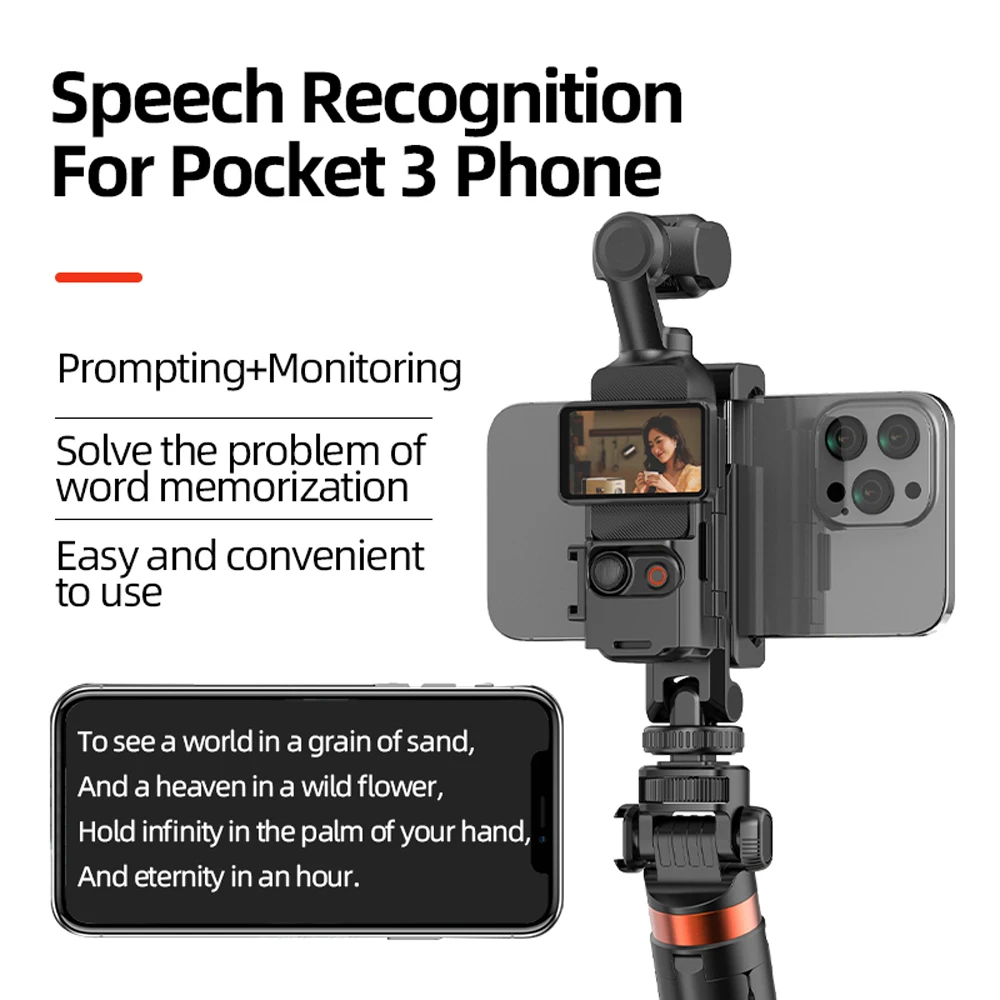 Phone Holder Teleprompter for DJI Pocket 3 Camera Live Streaming Bracket Expansion Adapter Frame Photography Accessories