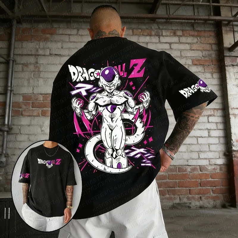 2026 Sommer Dragon Ball 100% Baumwolle Bedrucktes T-Shirt für Herren – Neu, Anime-Print, Bequem, Atmungsaktiv, Übergröße, Lässig, Locker