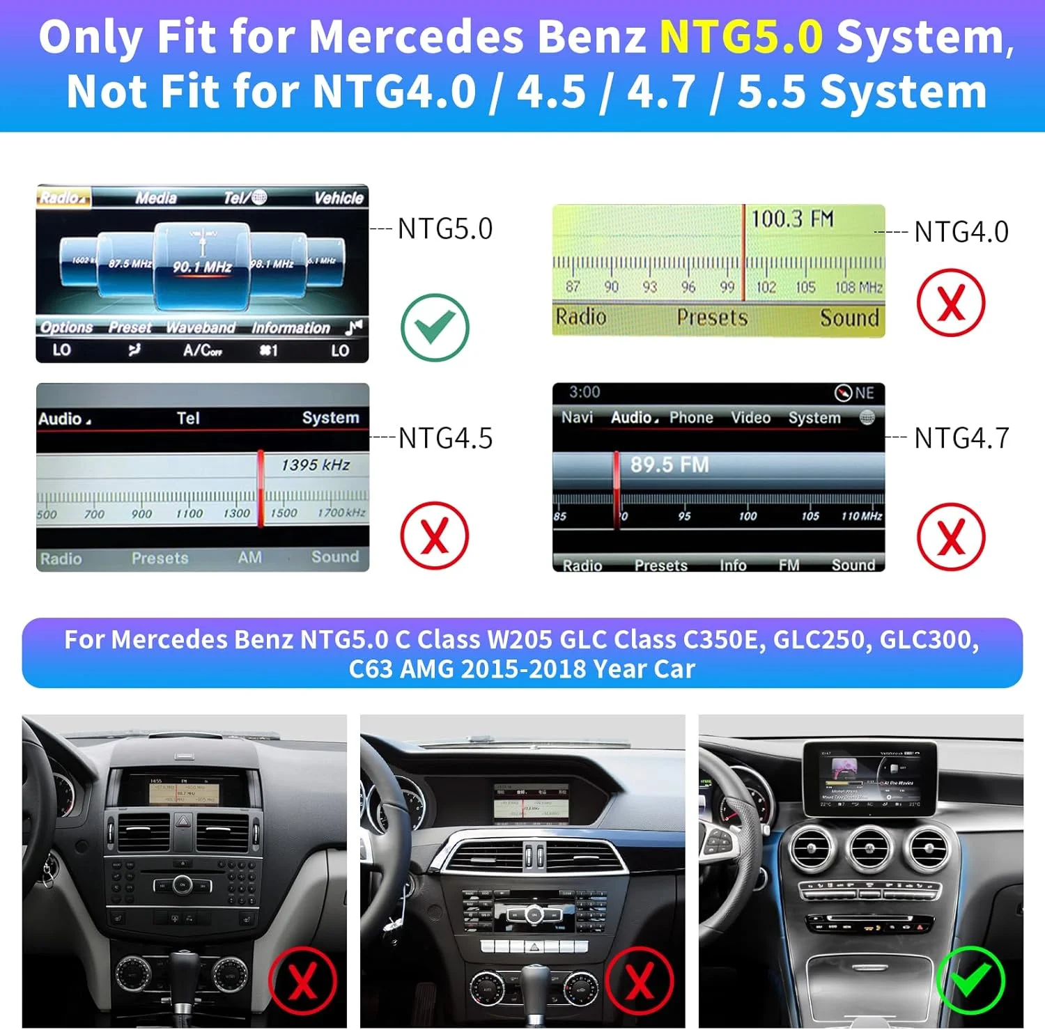 Hualinganwireless CarPlay wireless Android Auto for Mercedes Benz C GLC Class W205 2016-2018 year with ntg5.0 support MirrorLink