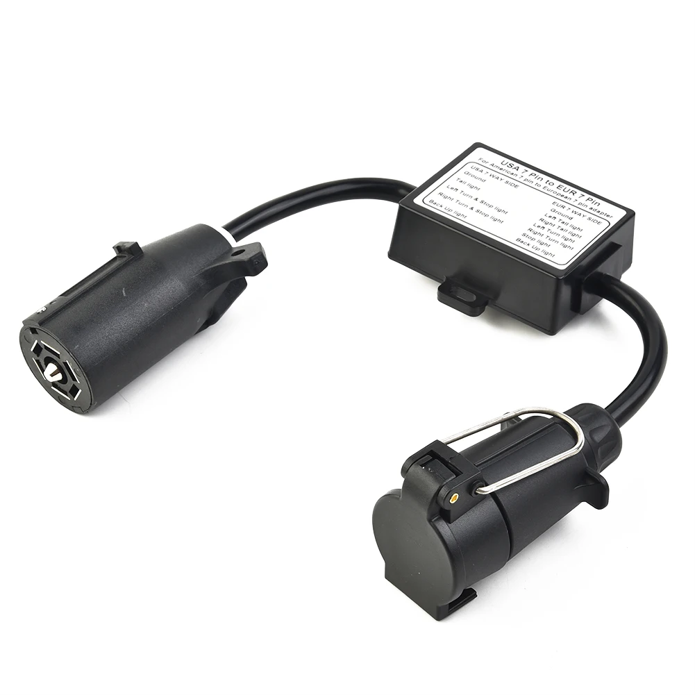 USA To EU Trailer Light Converter US Vehicle 7-Pole RV Blade Socket To European Round Plug Stop/Brake Signal Separating