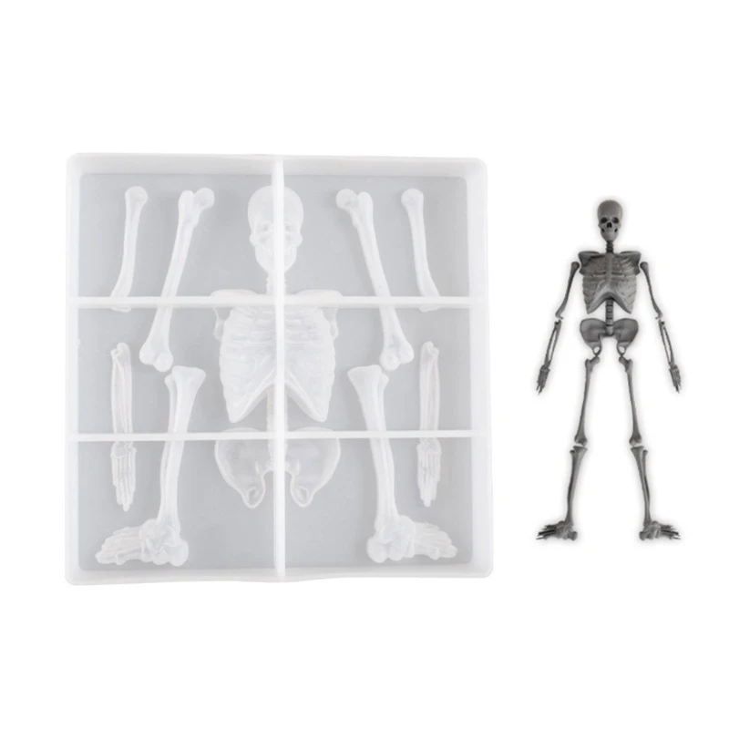 

Halloween Skeleton Body Stand Mould Flexible Silicone Mold for Plaster Figurine